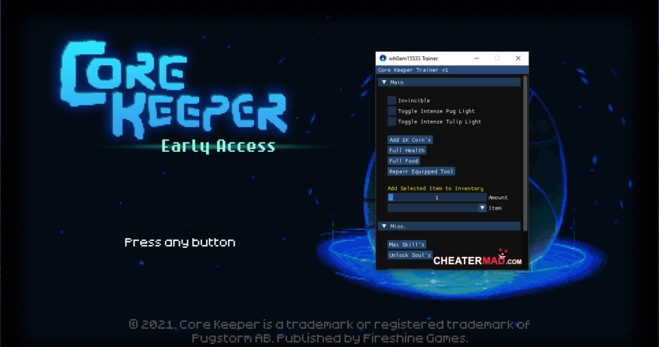 Core Keeper Cheat Trainer - By wh0am15533