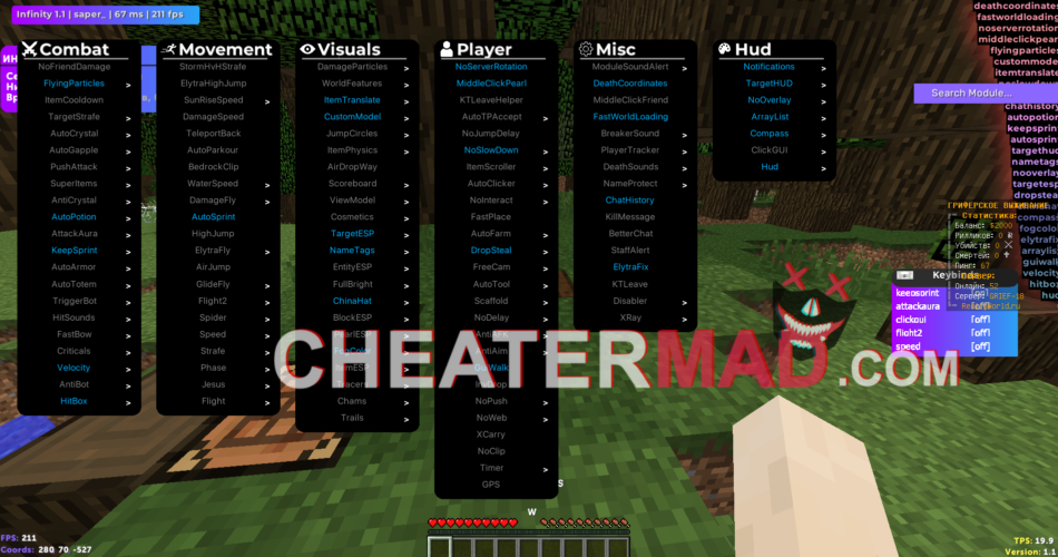 Minecraft Infinity Hack Client
