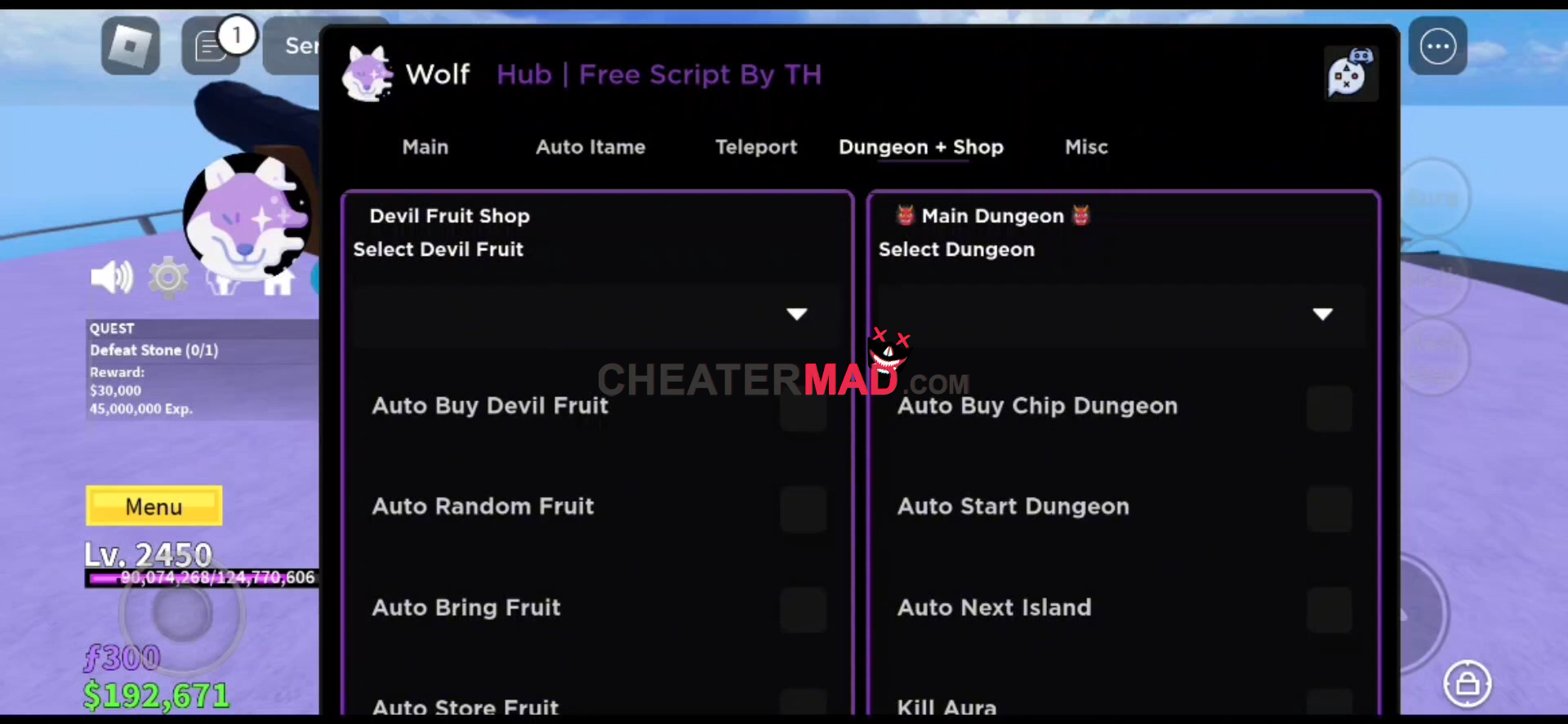 blox fruits wolf hub script