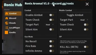 Ronix Hub Arsenal Script 2025