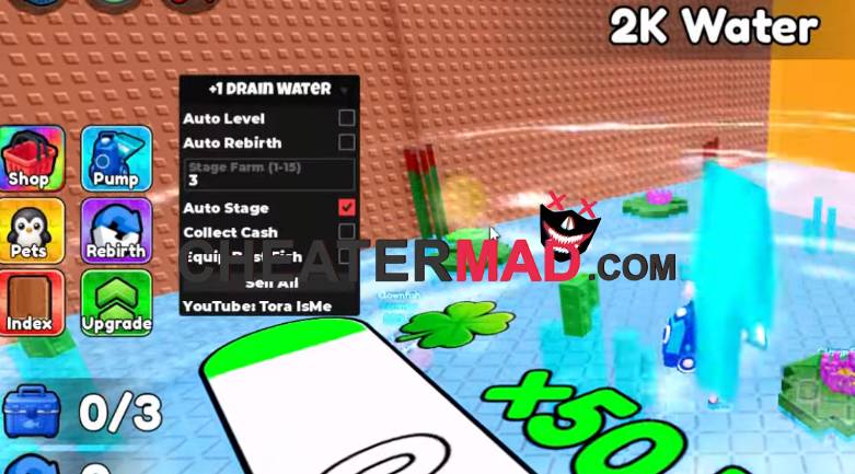 +1 Drain Water Per Click Script
